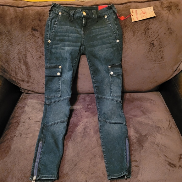 True Religion Md Rise Jennie Zip Ankle Skinny Jean - Picture 4 of 5